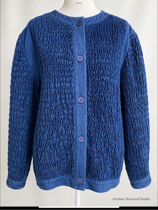 Gene Ewing BIS Sunwash Denim Jackets & Blazers - Vintage Wearable Art Textured Denim Jacket Gene Ewing BIS Japanese Minimalist L